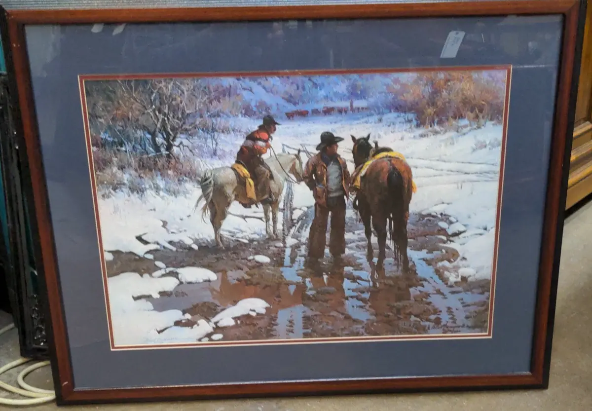 Signed And Numbered Western Print With Two Horses 1
