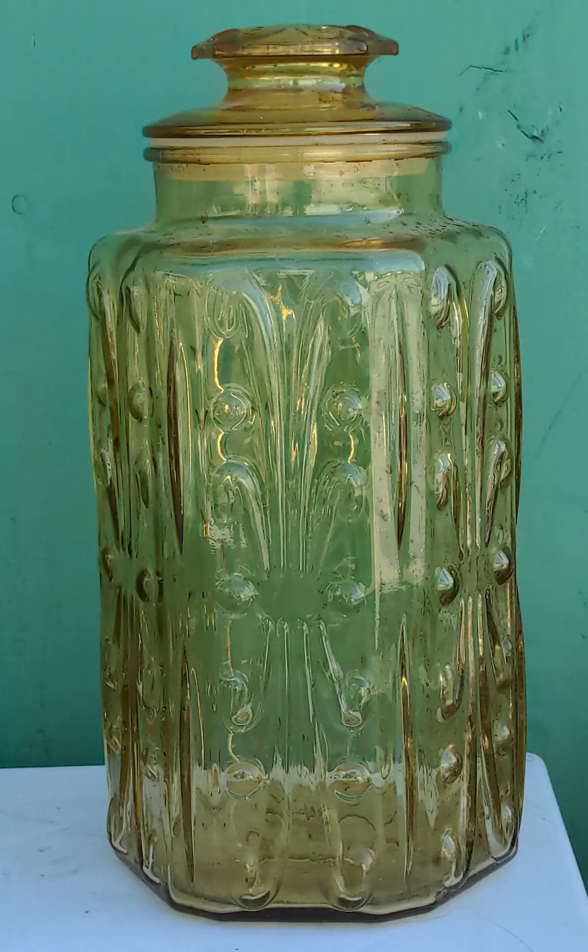 Vintage Amber Glass Canister 1