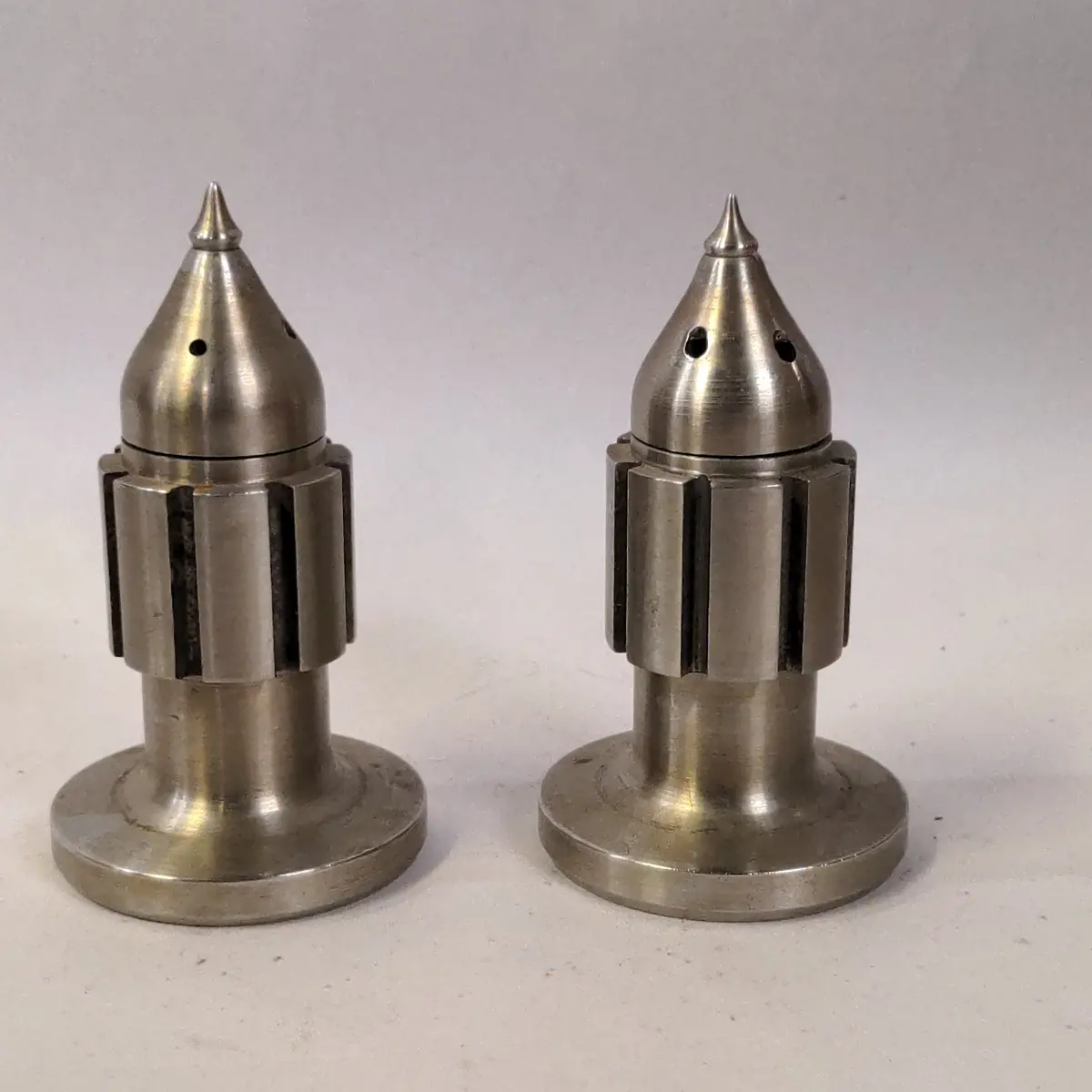 Pair Of Stainless Steel Salt And Pepper Shakers 1