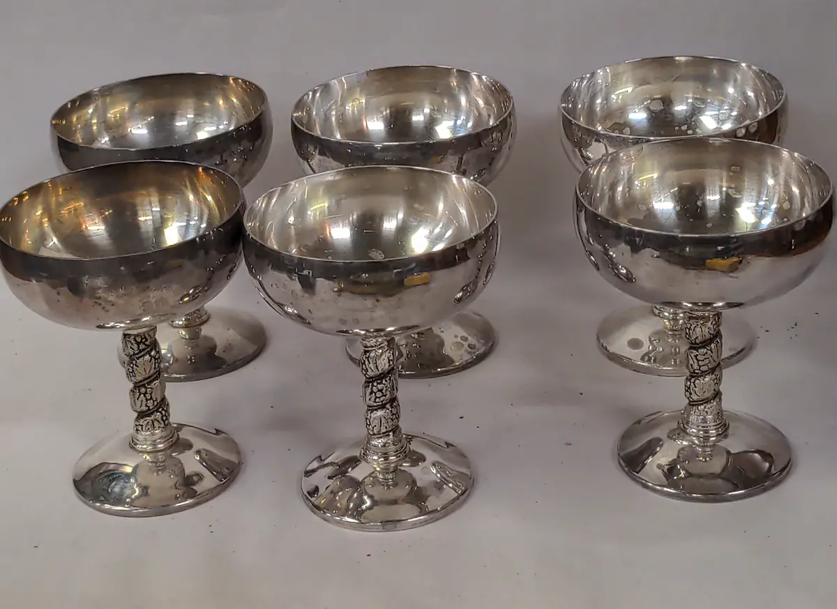 Set Of 6 Silver Plate Goblets 1