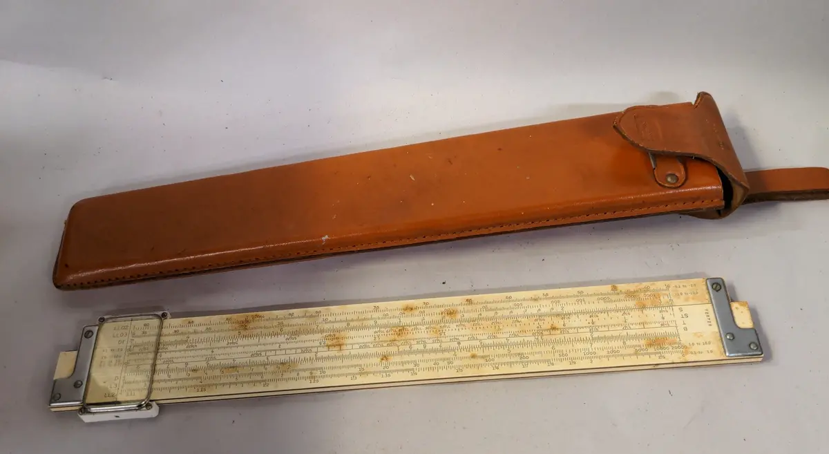 Old Slide Ruler In Case 1