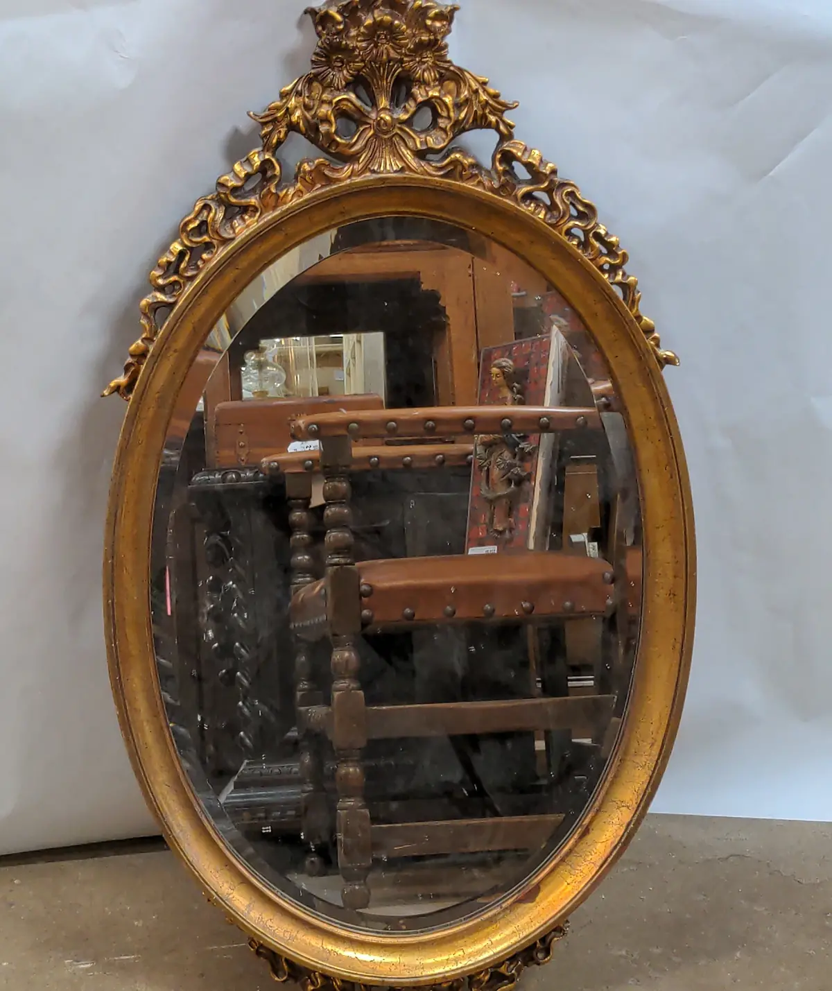 Oval Composition Gilt Frame Mirror As Found 1