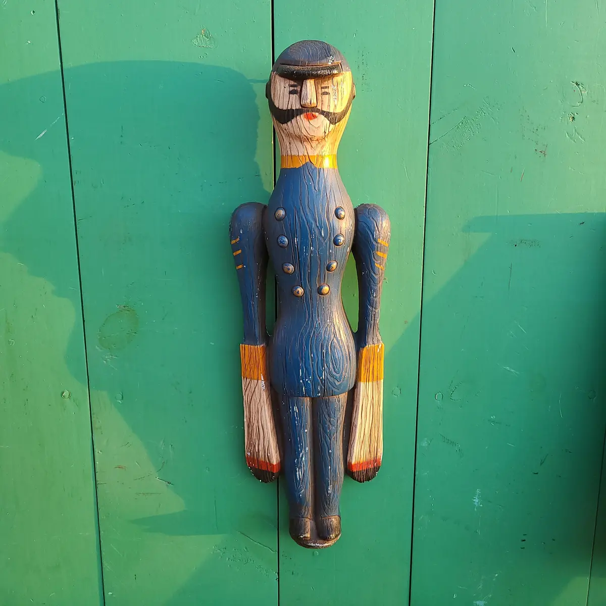 Blue Plaster Figure Of Man With Windmill Arms 1