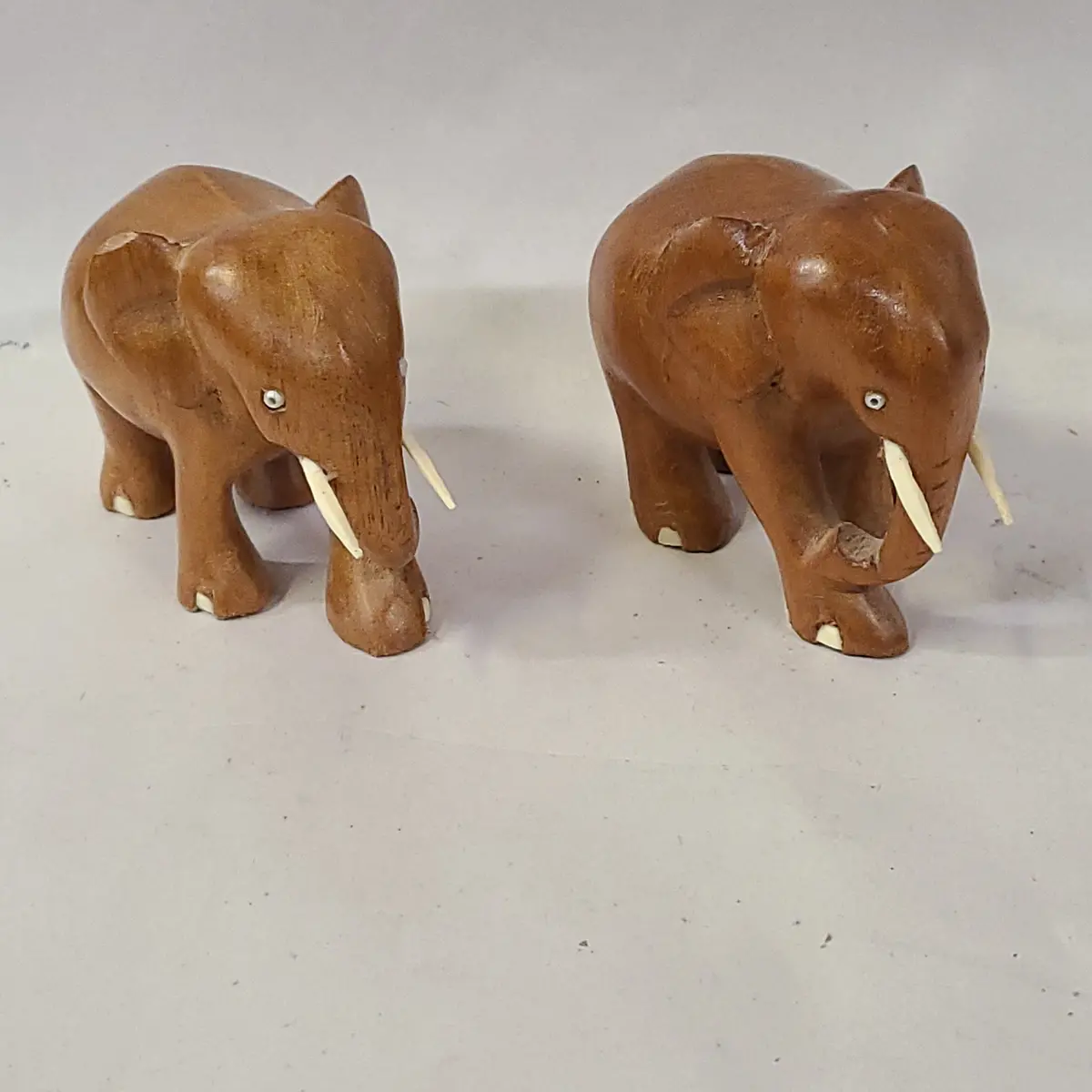 Pair Of Small Carved Elephants 1