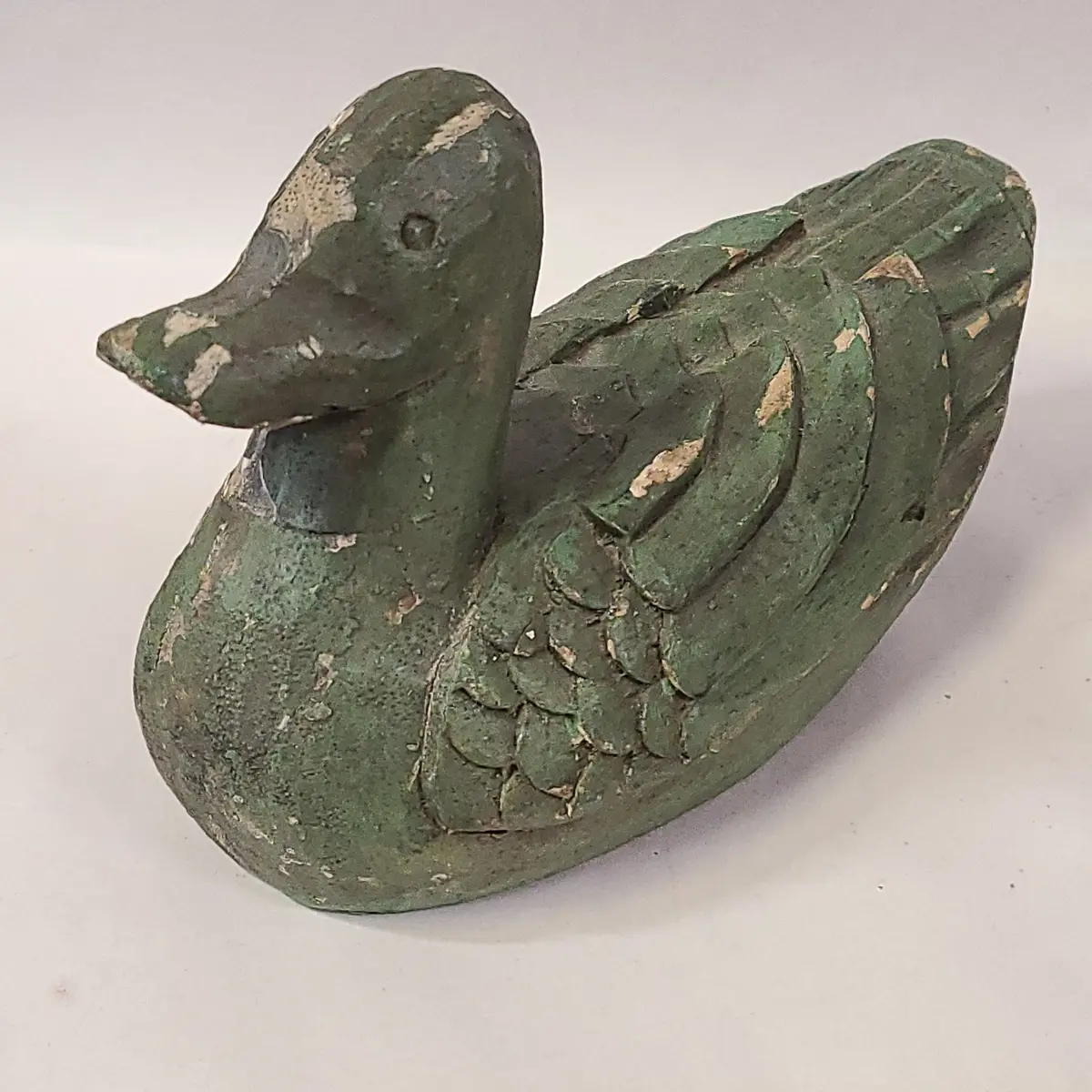 Wood Duck With Green Paint 1