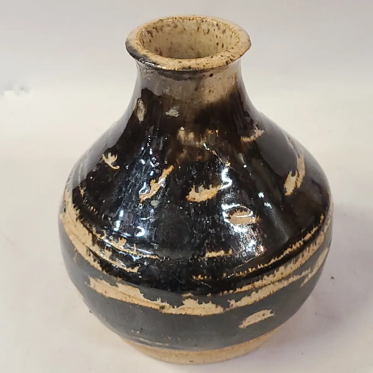 Black And Tan Pottery Vase 1