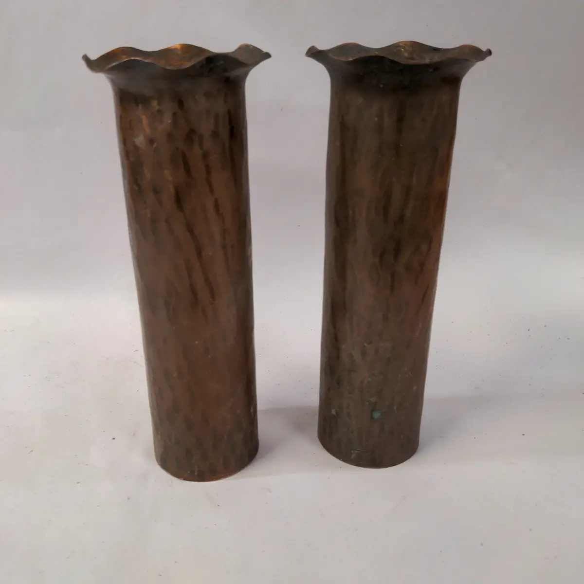 Pair Of Copper Cylinder Vases 1