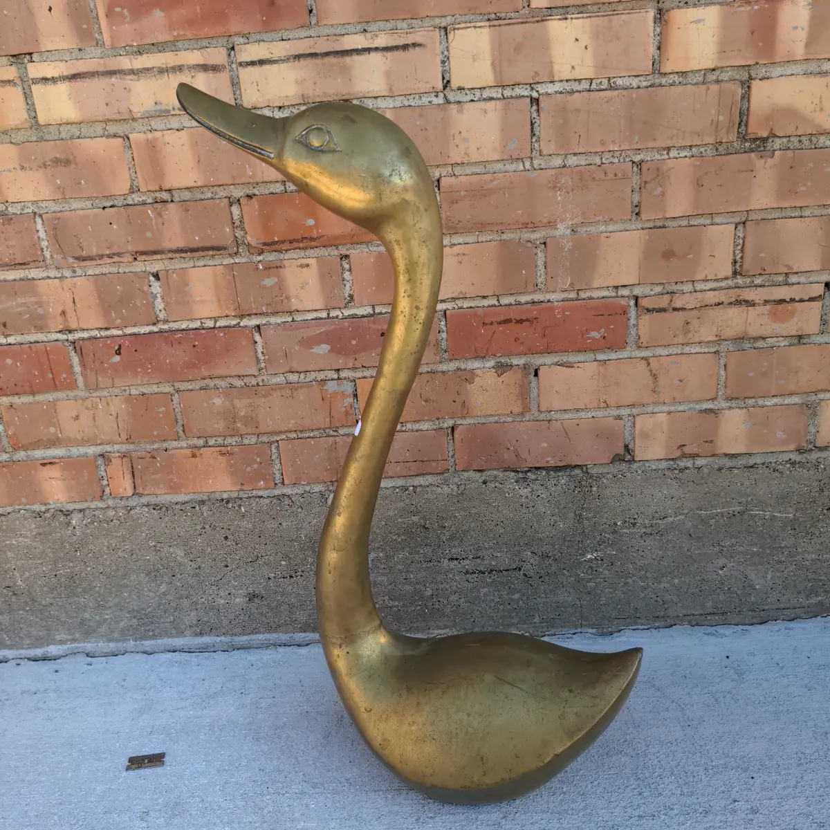 Tall Large Brass Swan 1