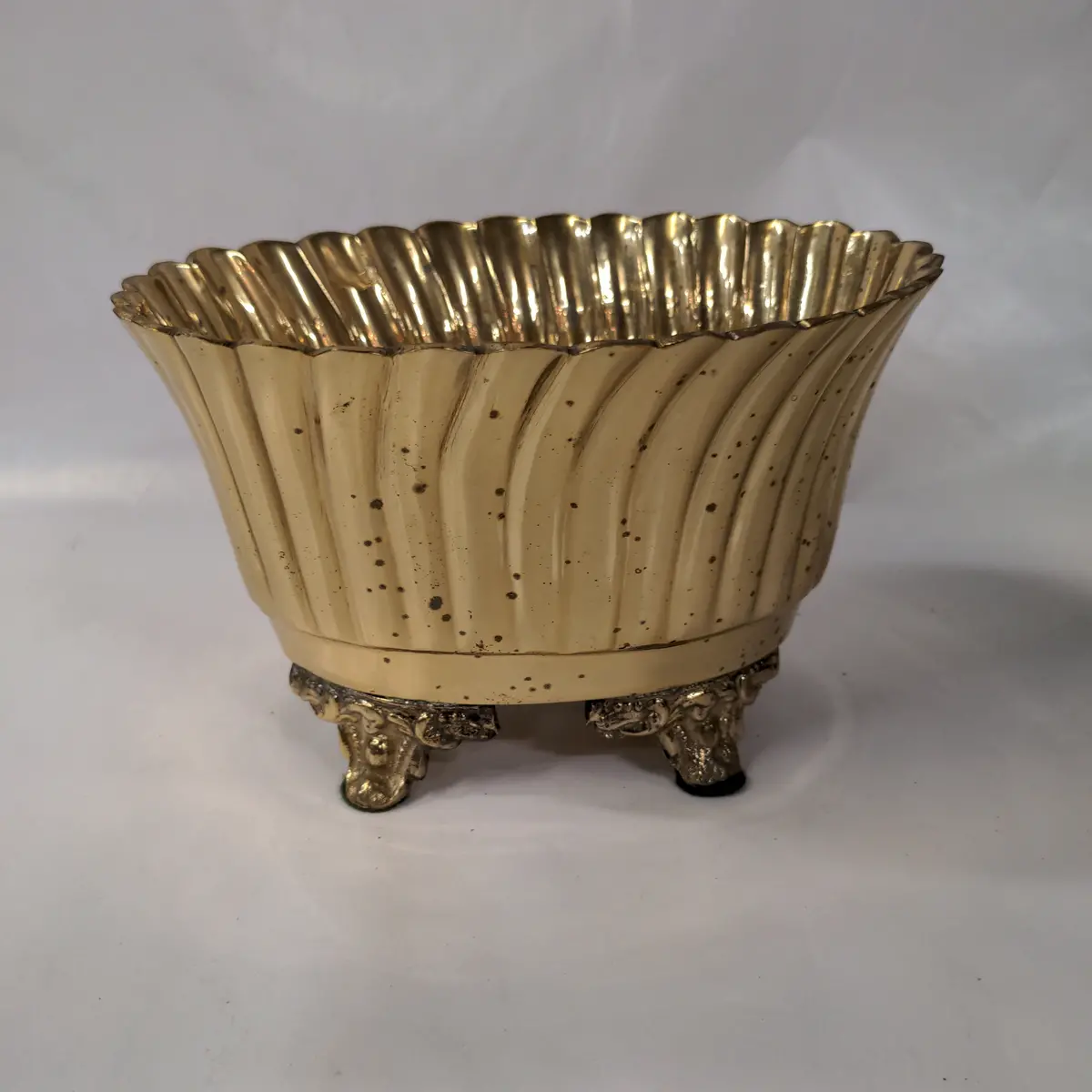 Small Brass Footed Planter 1