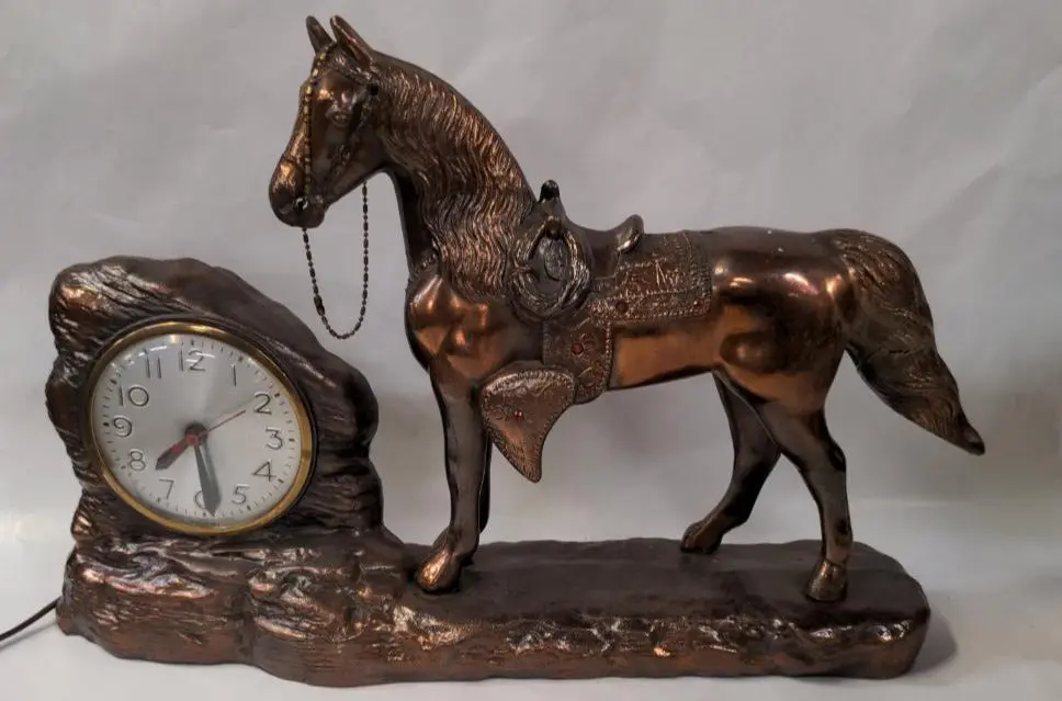 Working Copper Horse Clock As Found Tail 1
