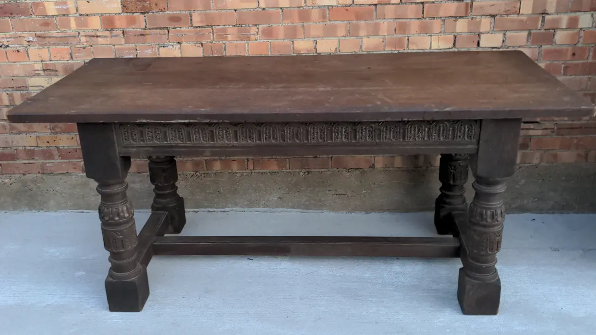 Carved French Dark Oak Refrectory Table 1