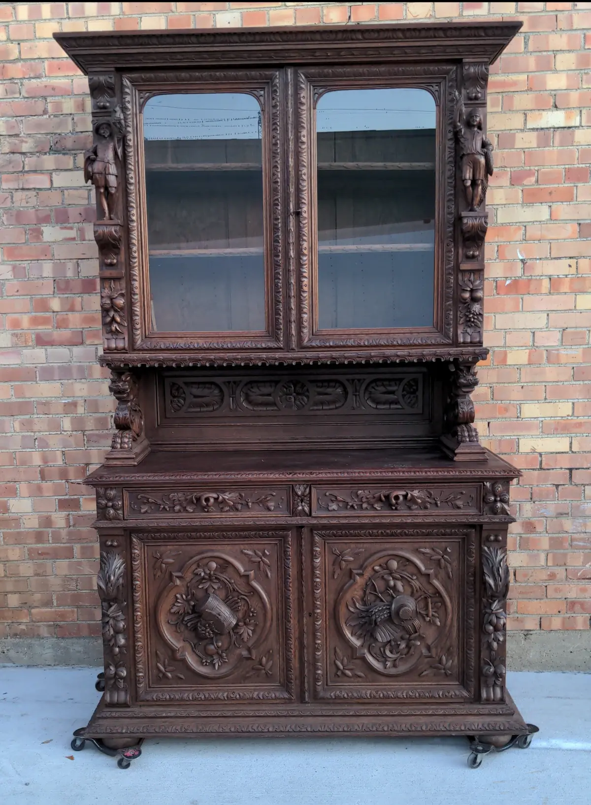Figural Carved French Oak Huntboard 1