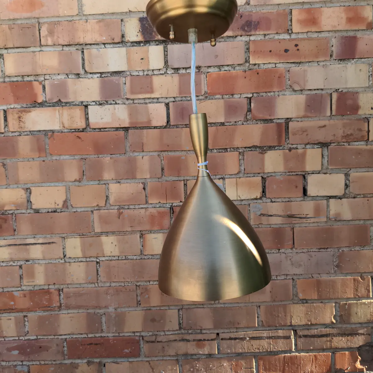 Mid-Century Style Gold Metal Hanging Lamp 1
