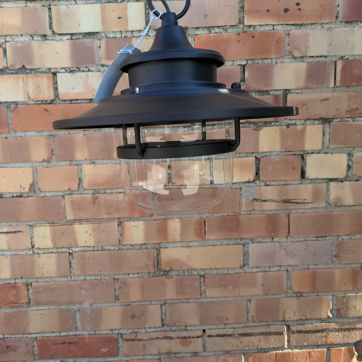 Hanging Lantern With Glass Globe And  Tin Topper 1