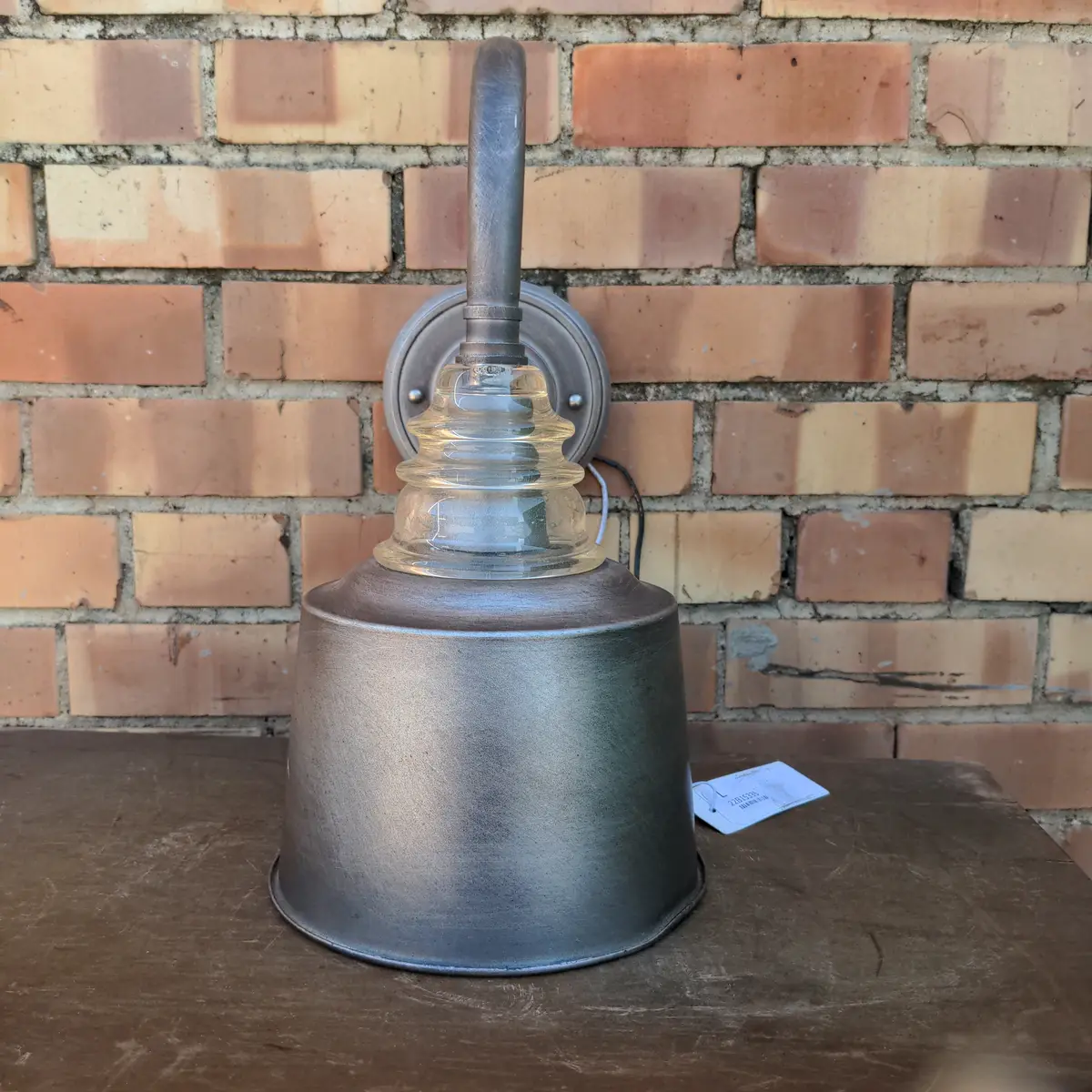 As Found Nickel Metal And Glass Sconce 1