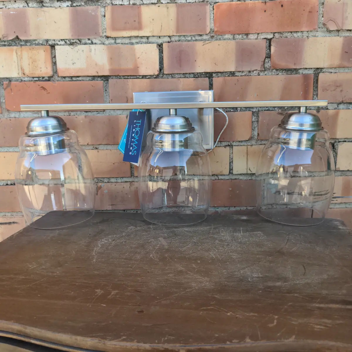 Three Light Stainless Steel And Glass Globe Sconce 1