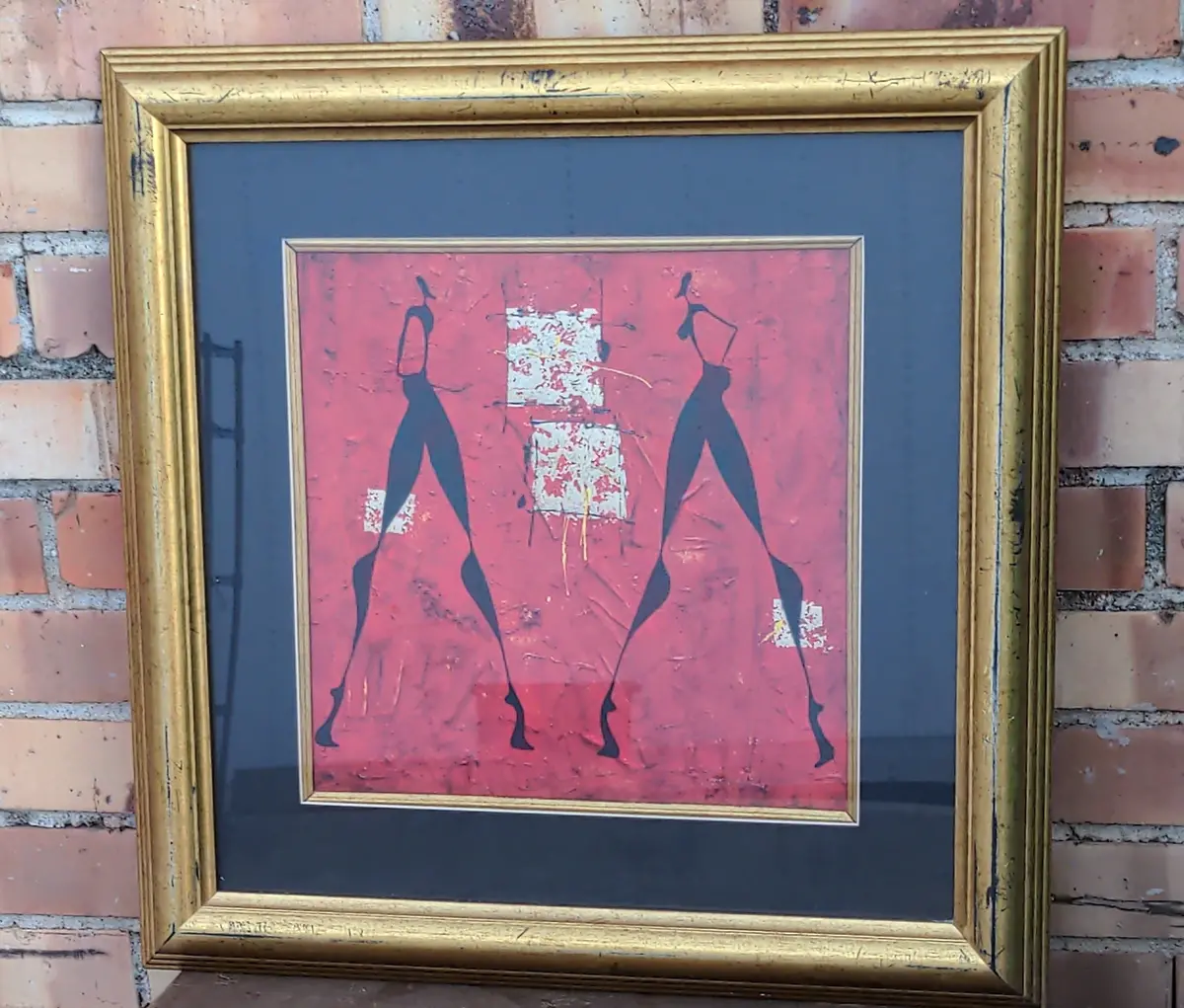 Red And Black Framed Mixed Media Dancers 1