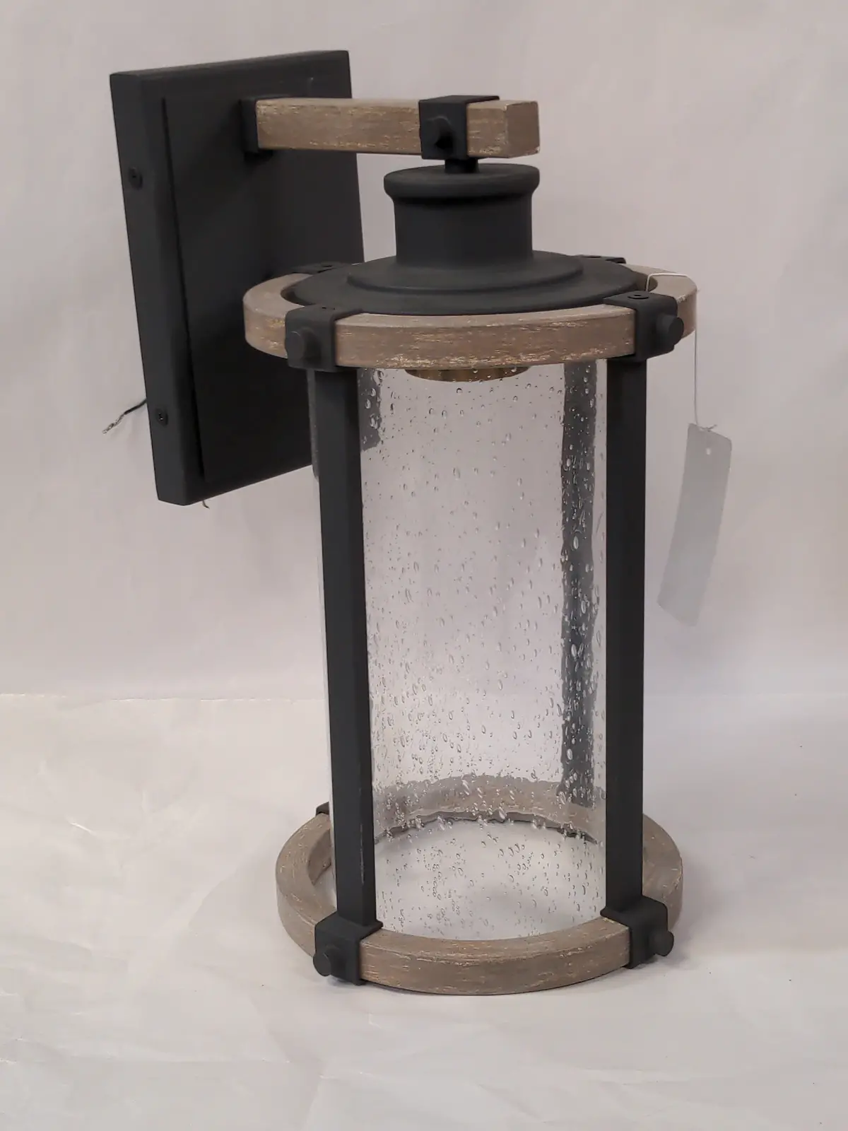 Metal Wood And Bubble Glass Sconce 1
