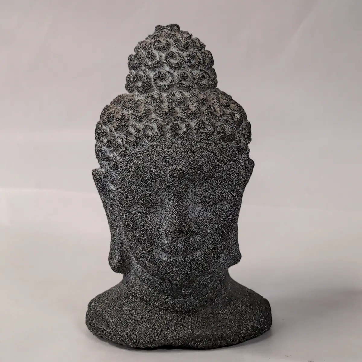 Small Gray Cast Stone Buddha Head 1