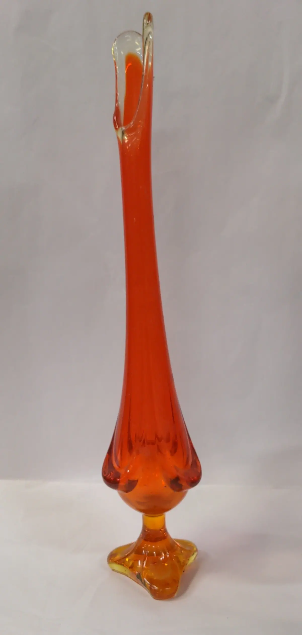 Tall Slender Orange Art Glass Vase 1
