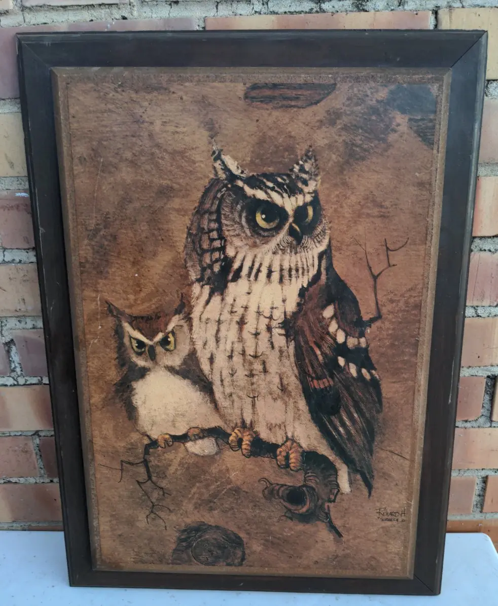 Print Of Owls On Wood 1