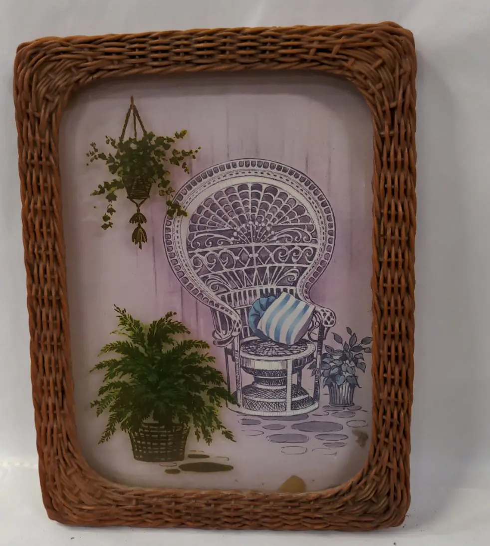 Wicker Frame With Shadow Box Painting 1