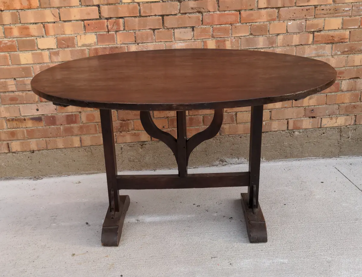 Dark French Pine Folding Wine Tasting Table 1