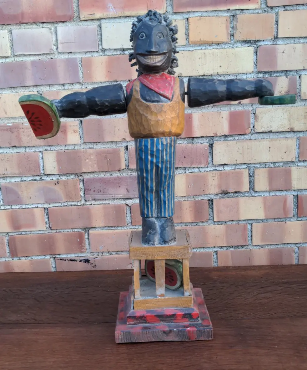 Large Black Americana Wood Carving By Known Artist Pam Schifferl 1