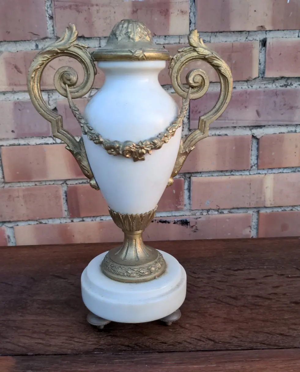 Single Antique White Marble Garniture As Found 1