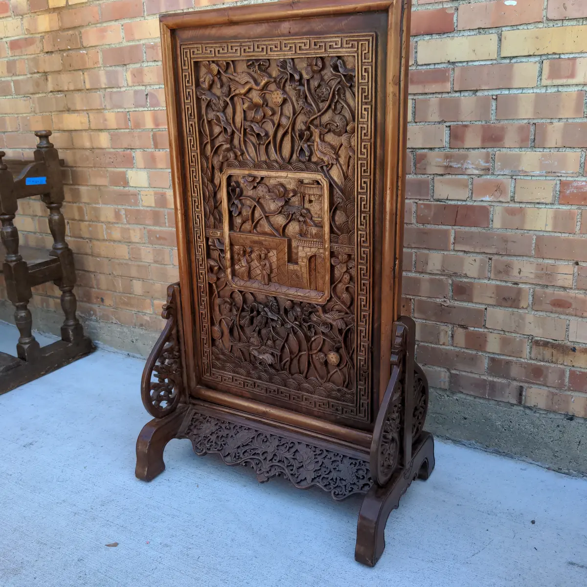 Chinese Carved Panel On Stand 1