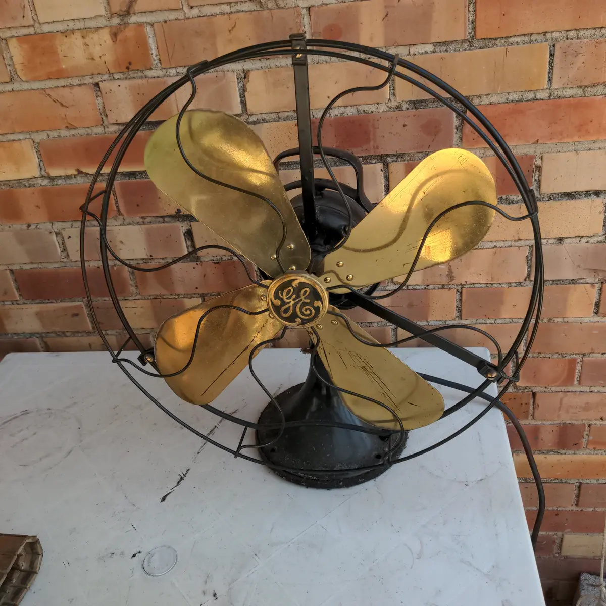 Large General Electric Fan With Brass Blades 1