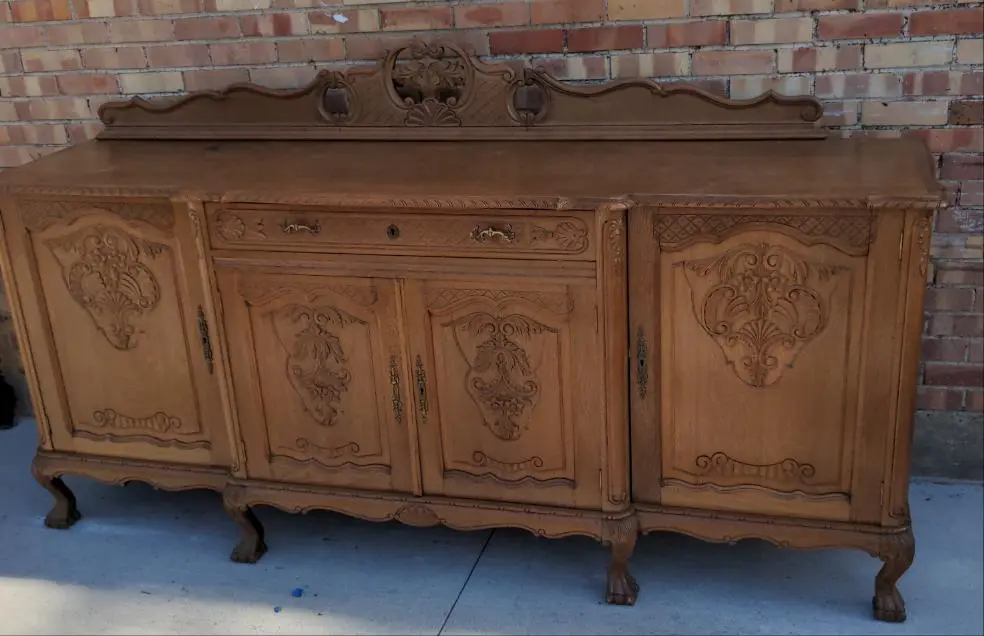 Large French Oak Sideboard With Claw Feet 1