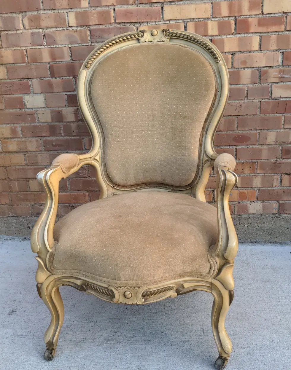 19Th Century American Victorian Armchair, Upholstered & Painted 1