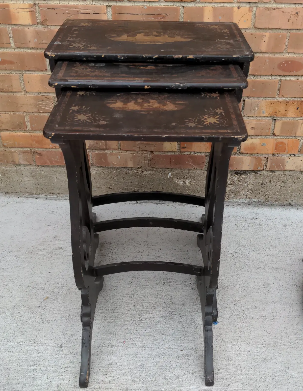 Chinese Laquered Nesting Tables, As Found 1