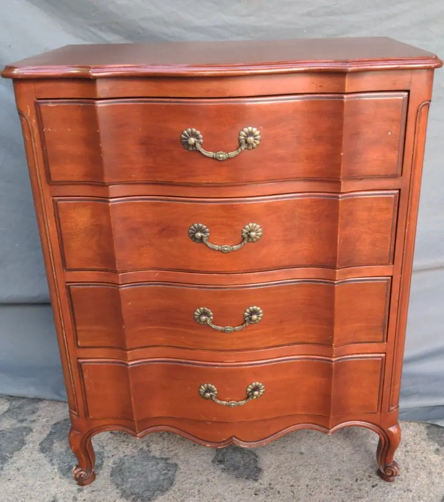 Cherry 4 Drawer Country French Chest Marked  Widdicomb 1