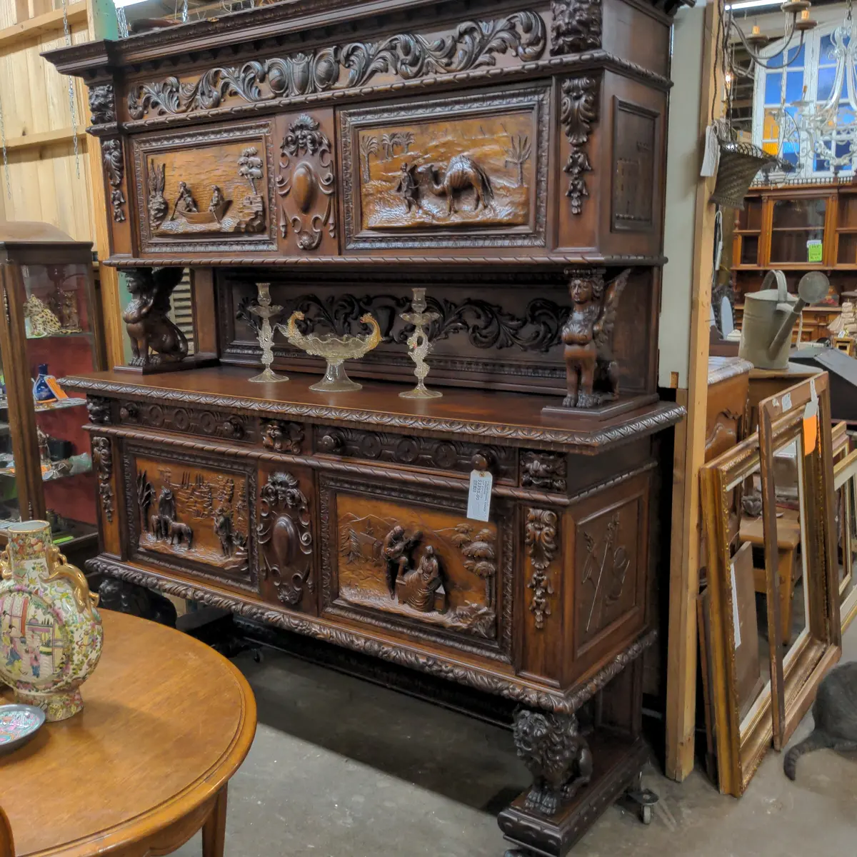 Italian Figural Carved Sideboard 1