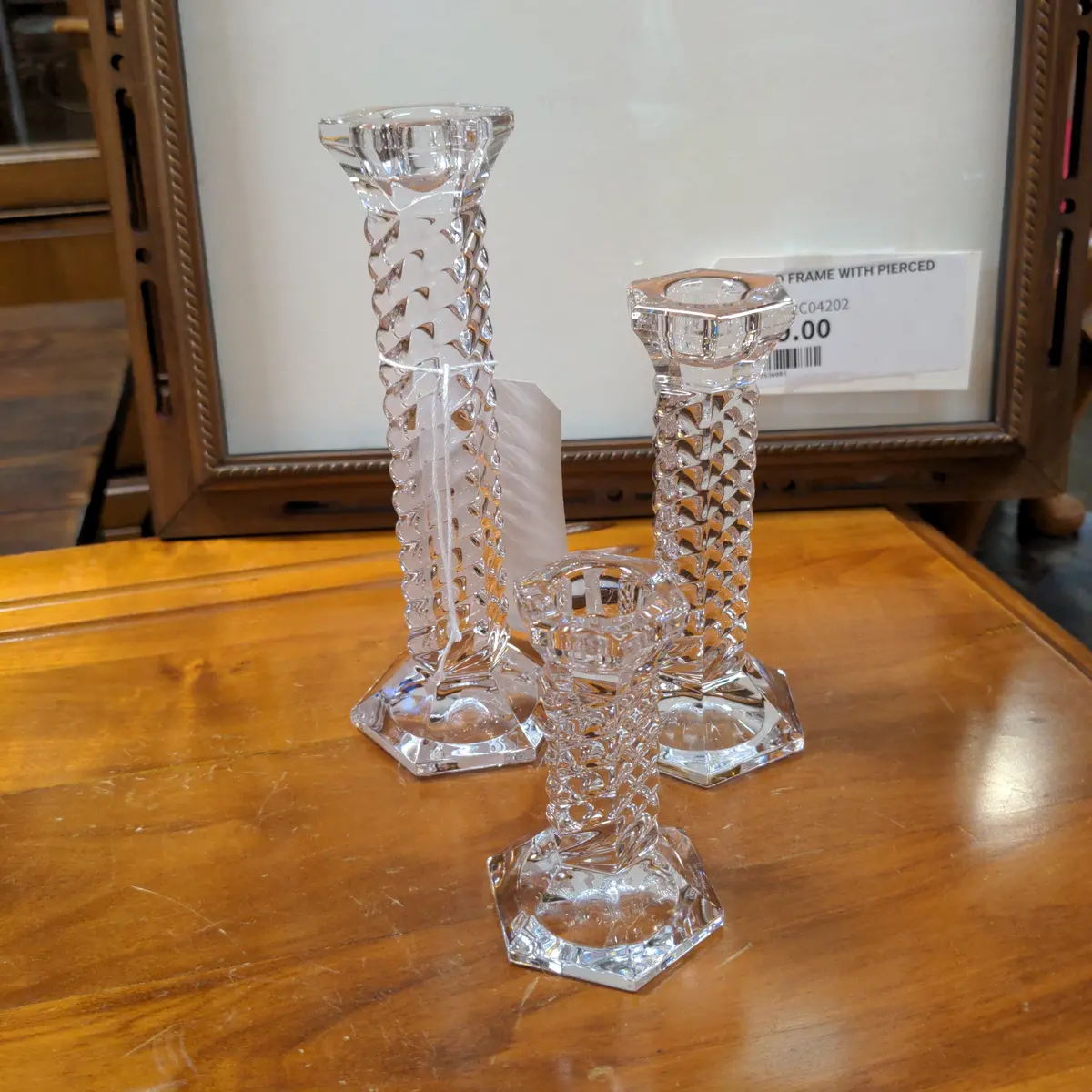 "Marquis" Waterford Set Of Three Crystal Candle Sticks 1