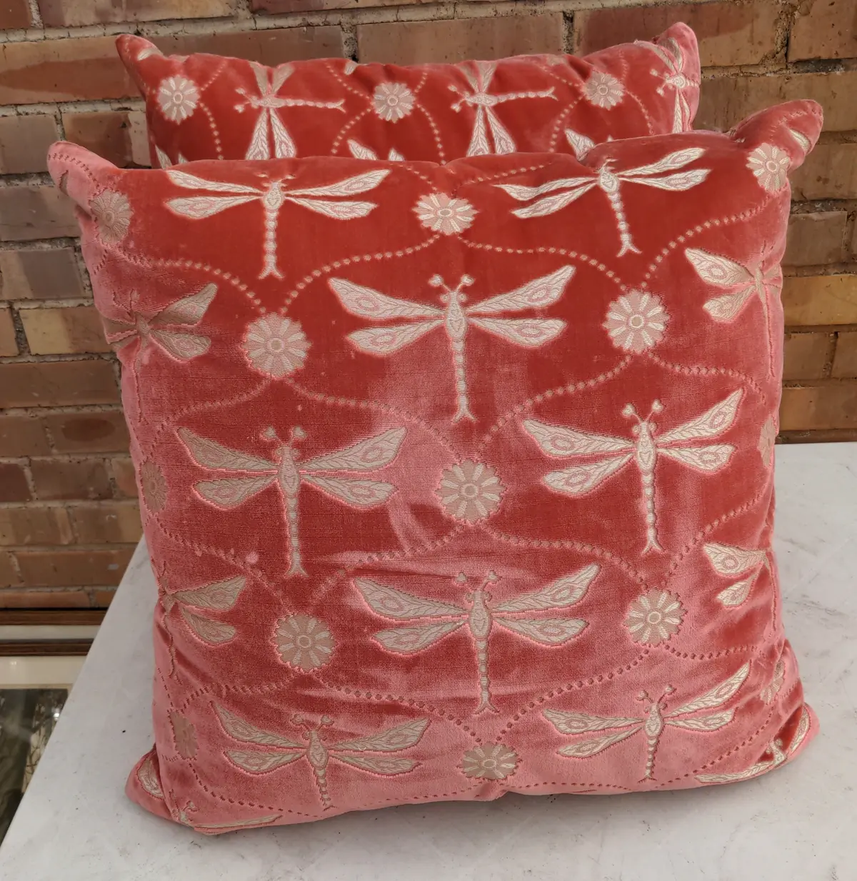 Pair Of Orange Butterfly Pillows 1