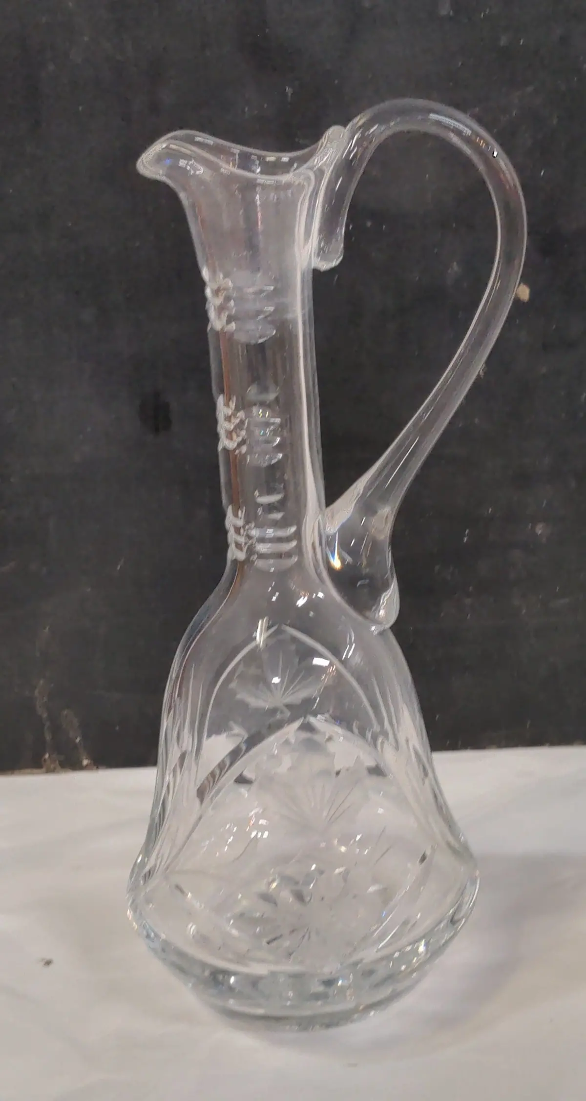 Clear Crystal Etched Decanter With Handle 1