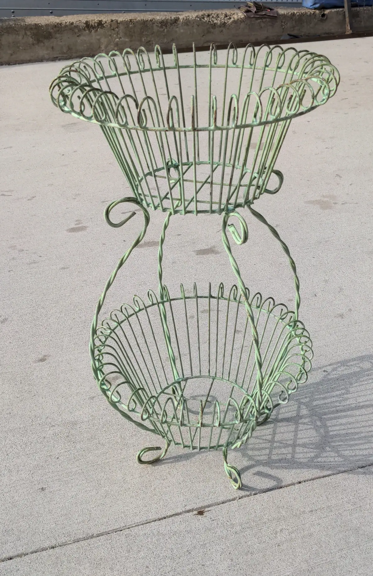 Two-Tier Verdigris Wire Planter Stand 1