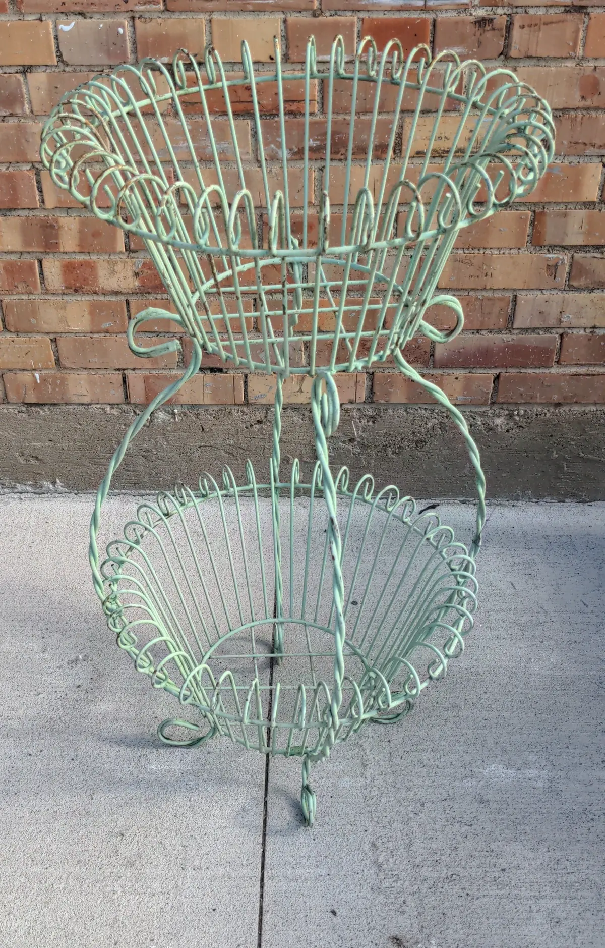 Two-Tier Verdigris Wire Planter Stand 1