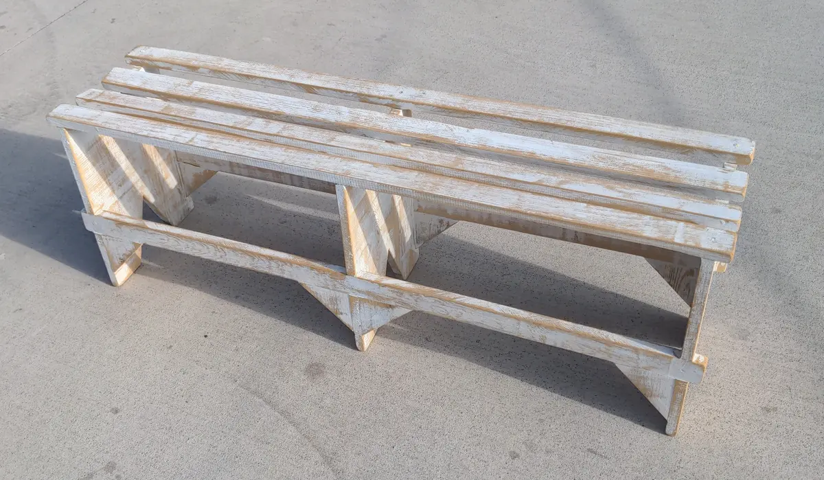White Shabby Chic Slatted Bench 1