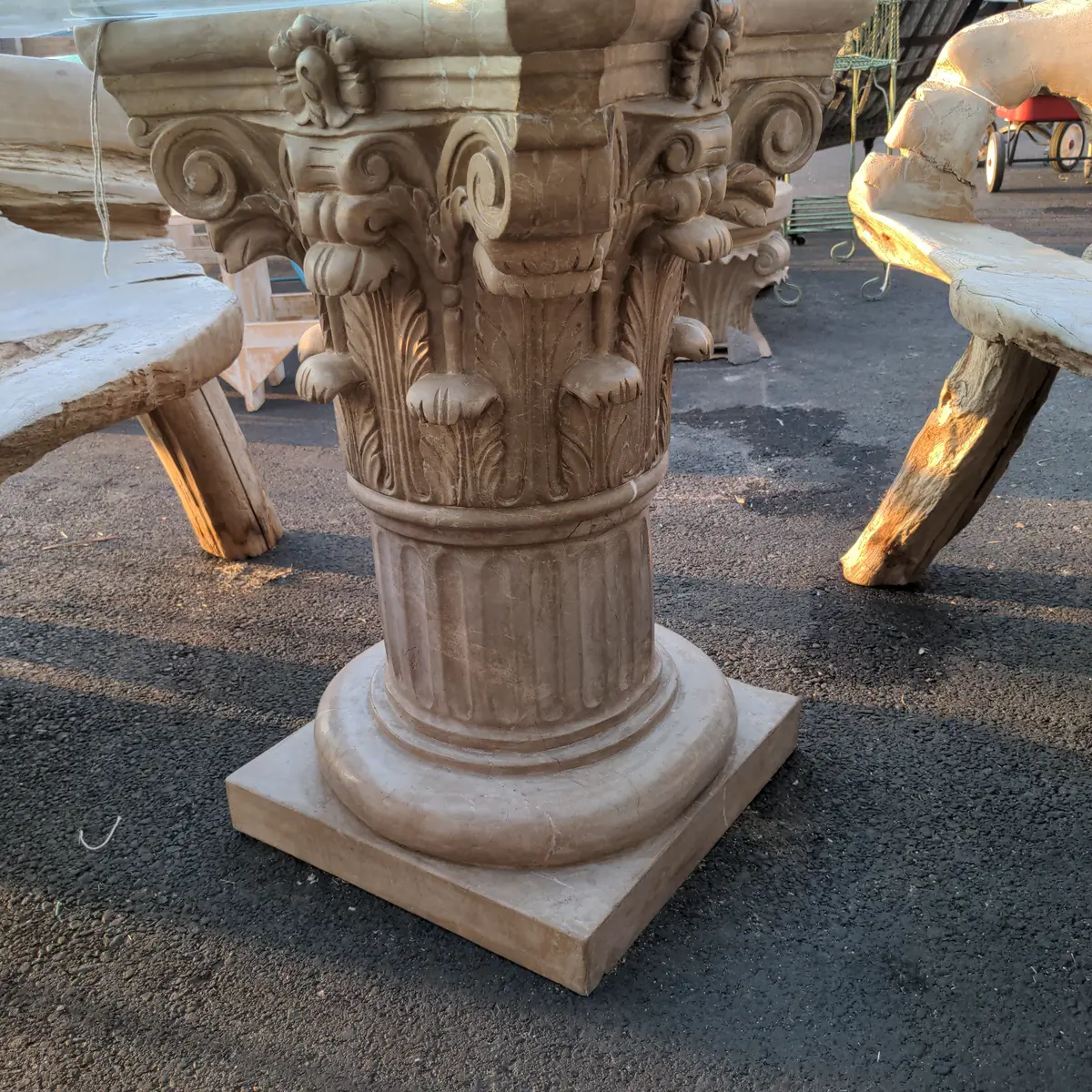Corinthian Brown Marble Column Pedestal 1