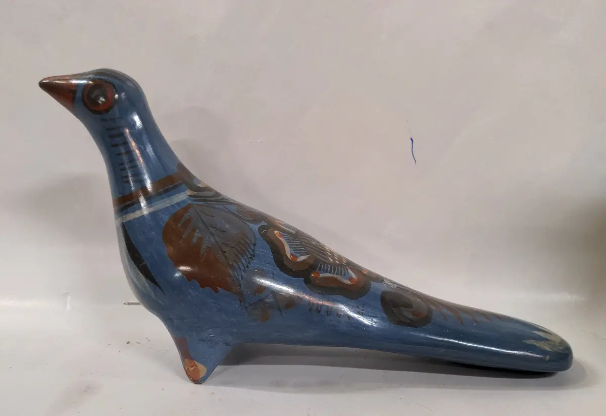 Glazed Blue Bird Figure-Made In Mexico 1