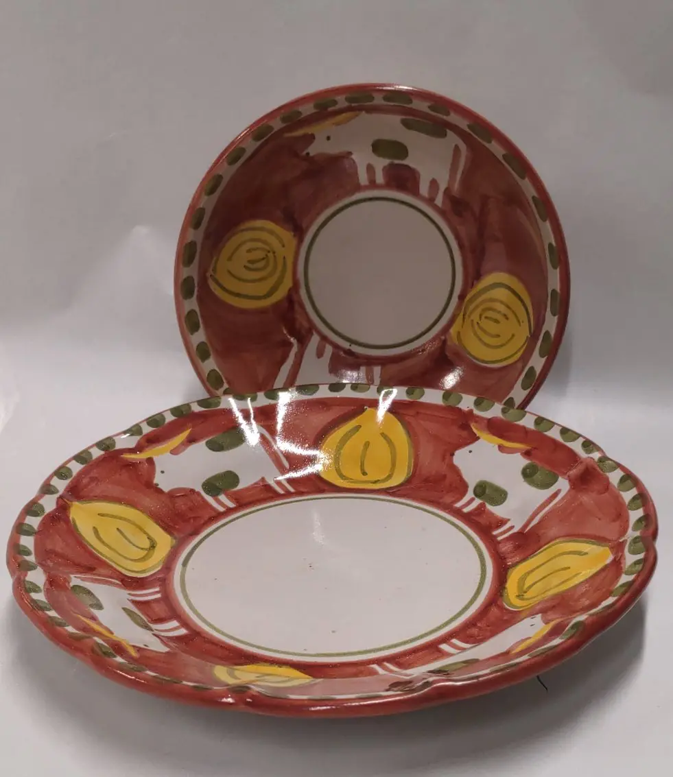 Pair Of Italian Hand Painted Cow Theme Bowl And Plate 1