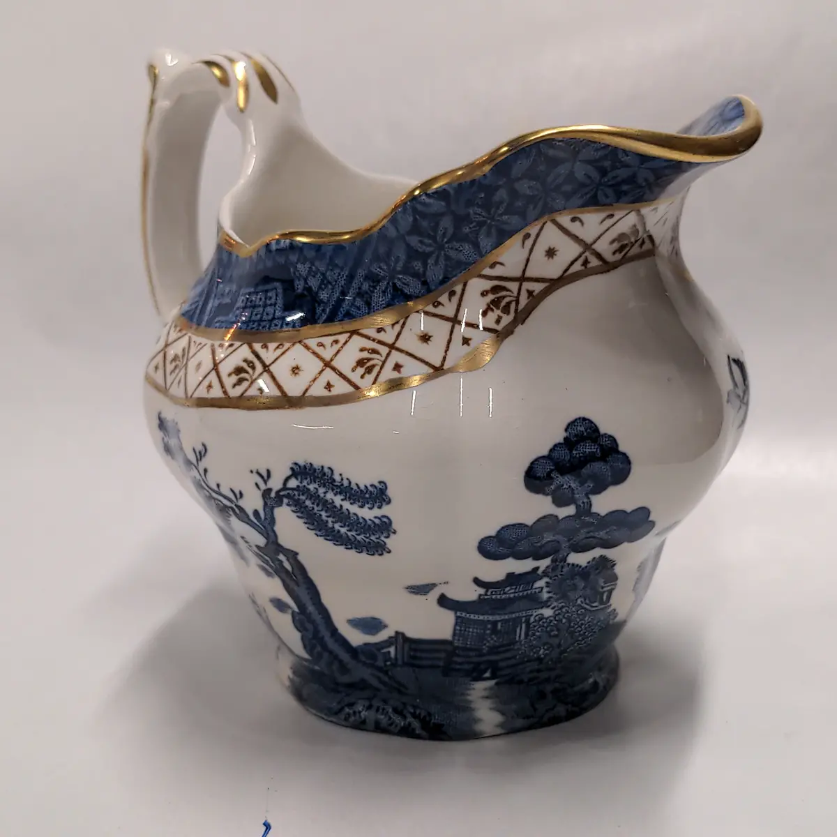 Blue Willow With Gold Rim Cream Pitcher 1