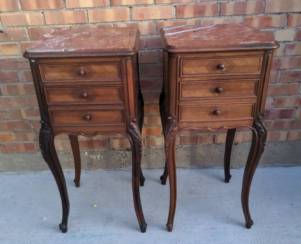 Pair Of Louis Xv Rosewood Side Cabinets With As Found Marble 1