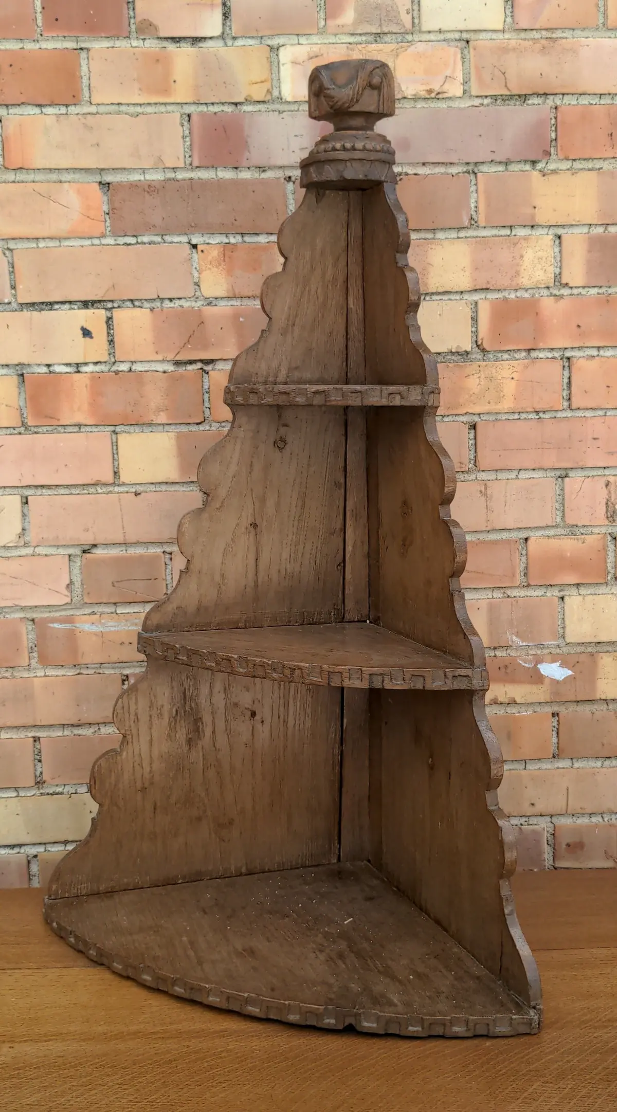 Small French Rustic Oak Corner Shelf 1