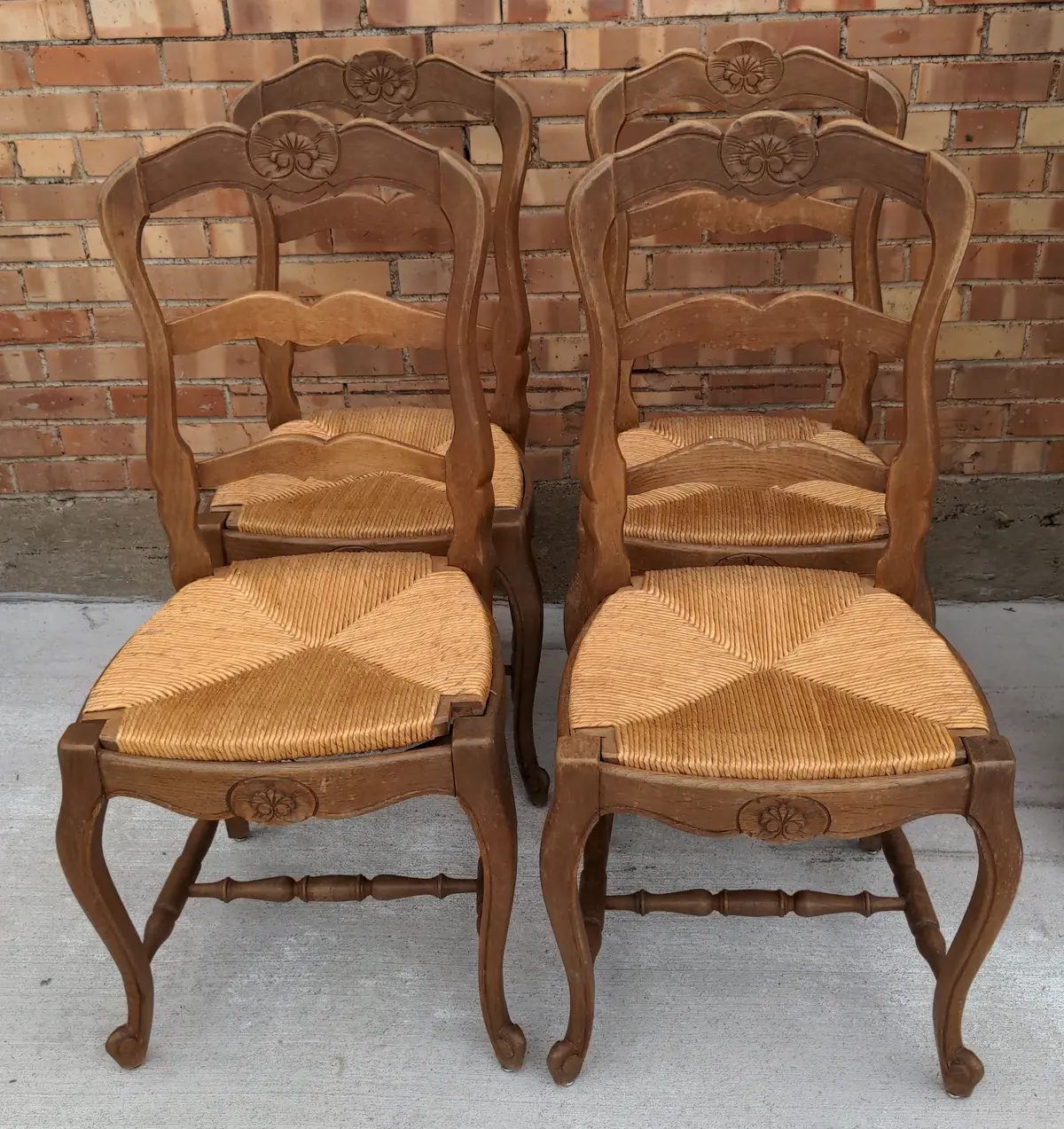 Set Of 4 Louis Xv Oak Ladder Back Chairs 1