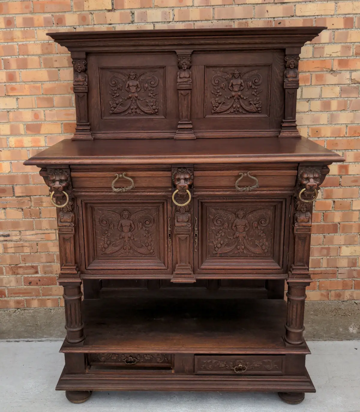 French Carved Oak High.  Back Dessert Server 1